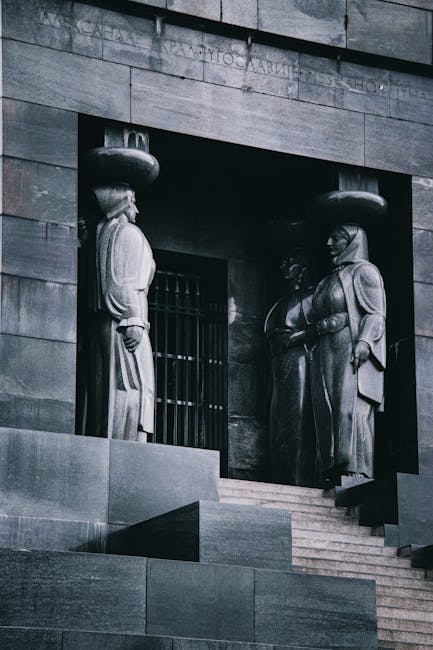 Elegant black and white photograph of a historic monument in Belgrade, Serbia.